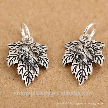 SEF101 925 bijoux en argent sterling bijoux en argent thaïlandais petites feuilles feuille pendentif en cristal accessoire